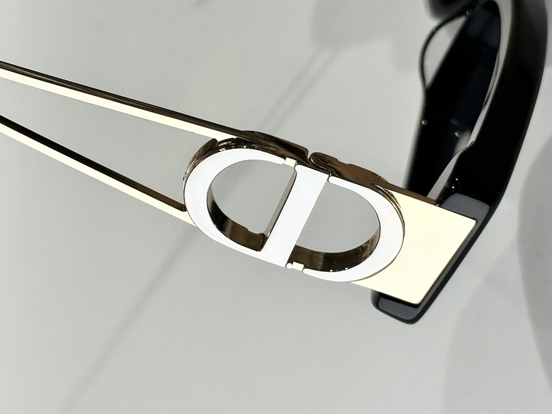 Dior Black Rectangular Sunglasses with CD Signature Hinge