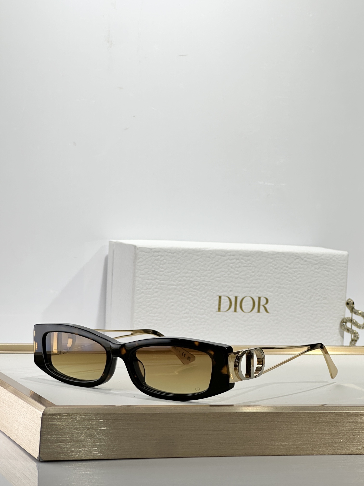 Dior Signature Rectangular Sunglasses – Gold CD Logo Collection