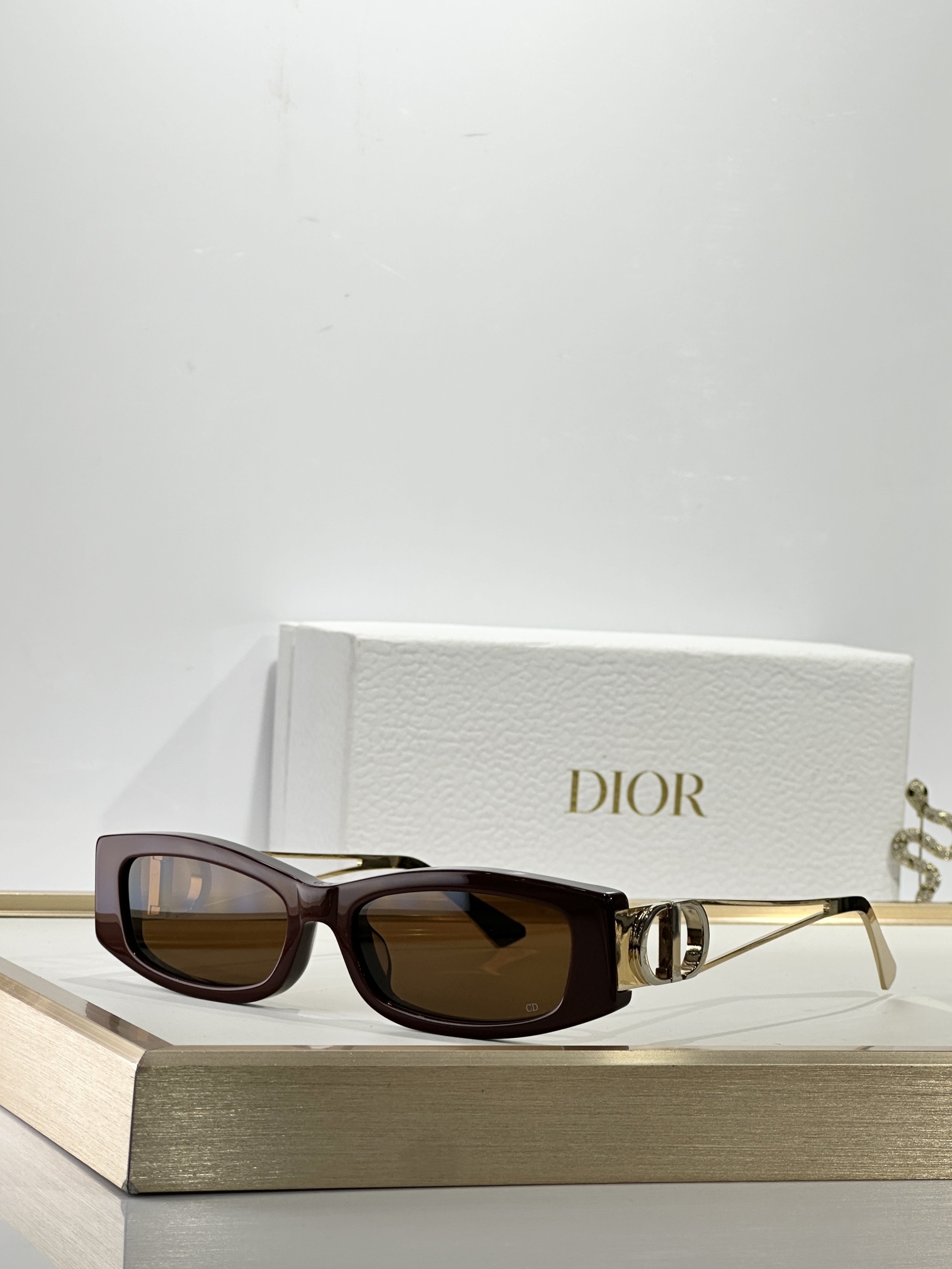 Dior Signature Rectangular Sunglasses – Gold CD Logo Collection