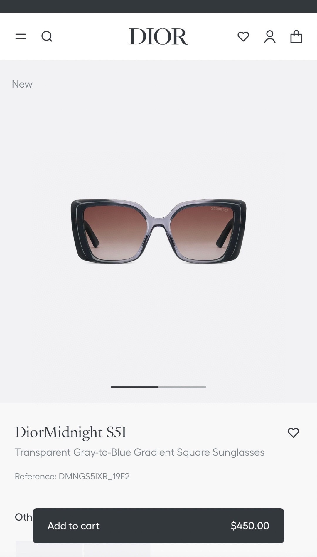 DiorMidnight S5I Square Sunglasses – Gray-to-Blue Gradient