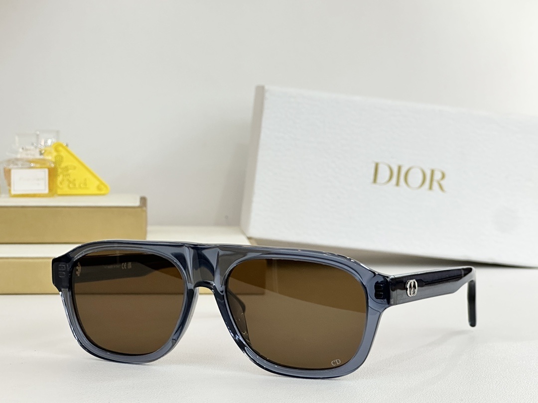 Dior Gray Aviator Sunglasses – Brown Lens – CD Logo