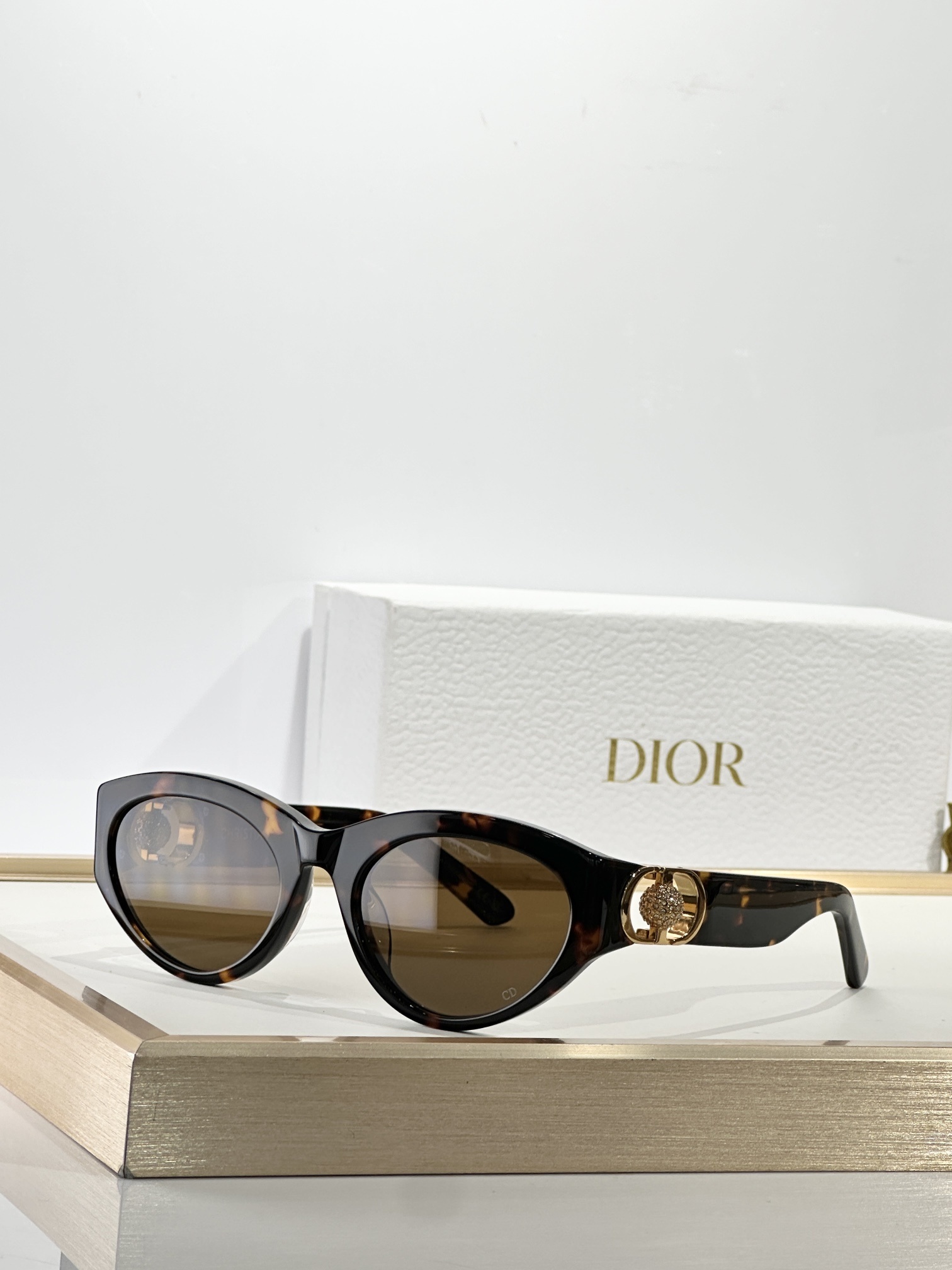 Dior Luxury Cat-Eye Sunglasses with Crystal CD Logo