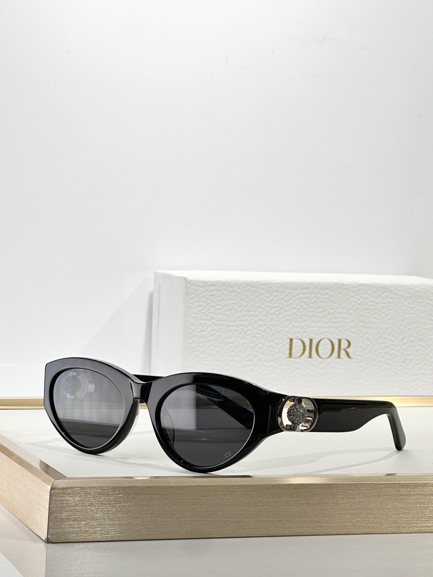 Dior Luxury Cat-Eye Sunglasses with Crystal CD Logo