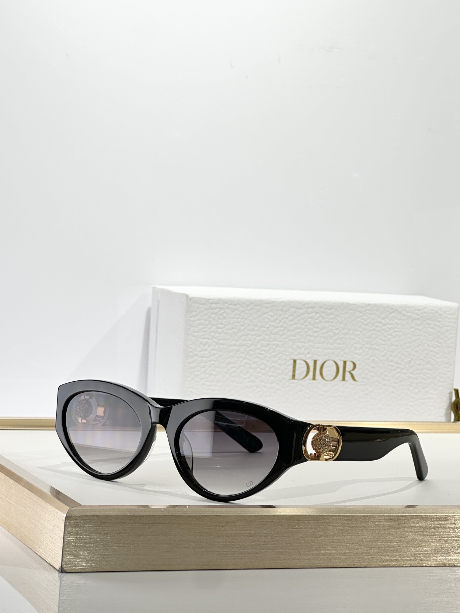 Dior Luxury Cat-Eye Sunglasses with Crystal CD Logo