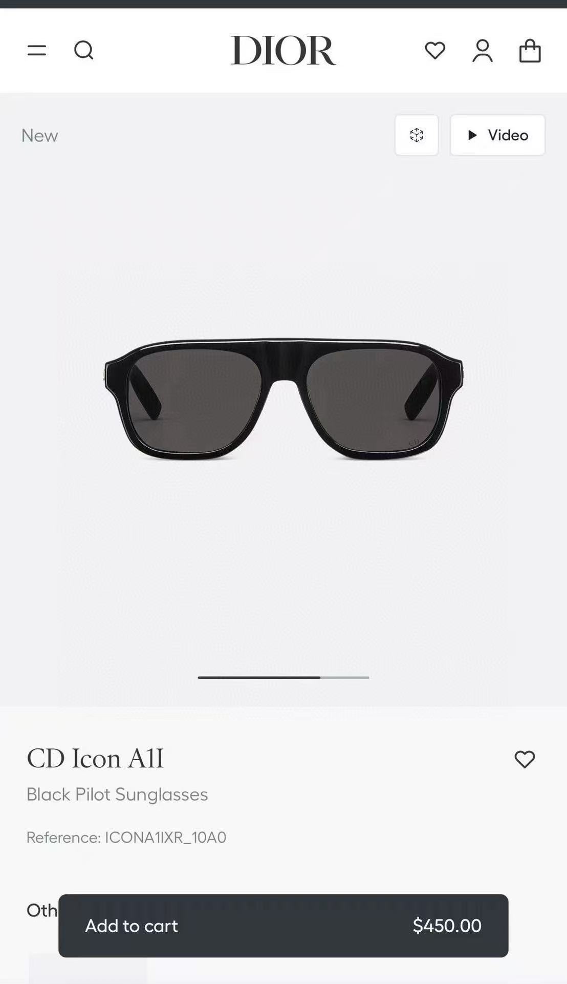 cd Dior Black Pilot Sunglasses – Dior CD Icon A1I Black Pilot 2