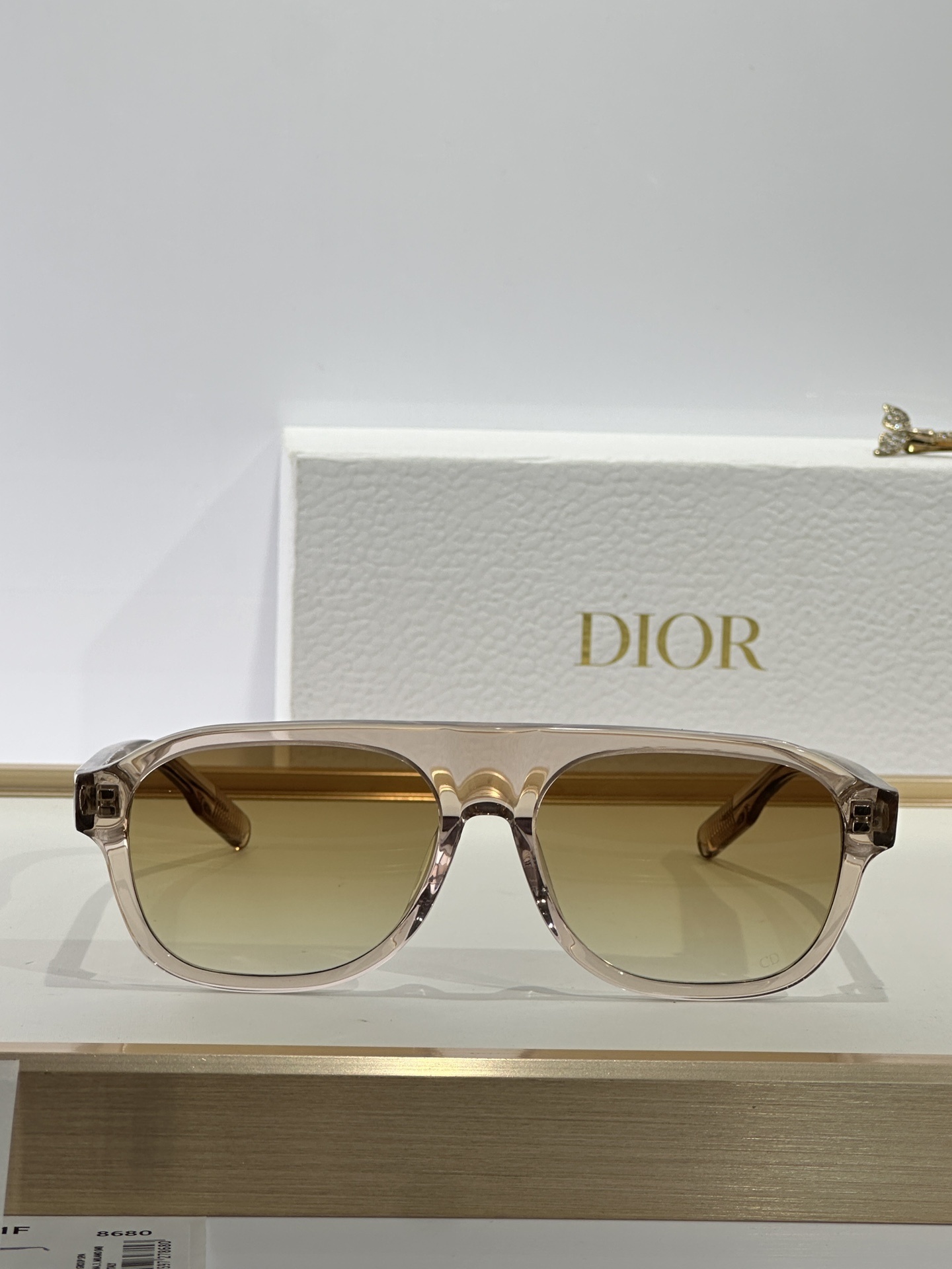 Dior CD Icon A1I Transparent Beige Pilot Sunglasses