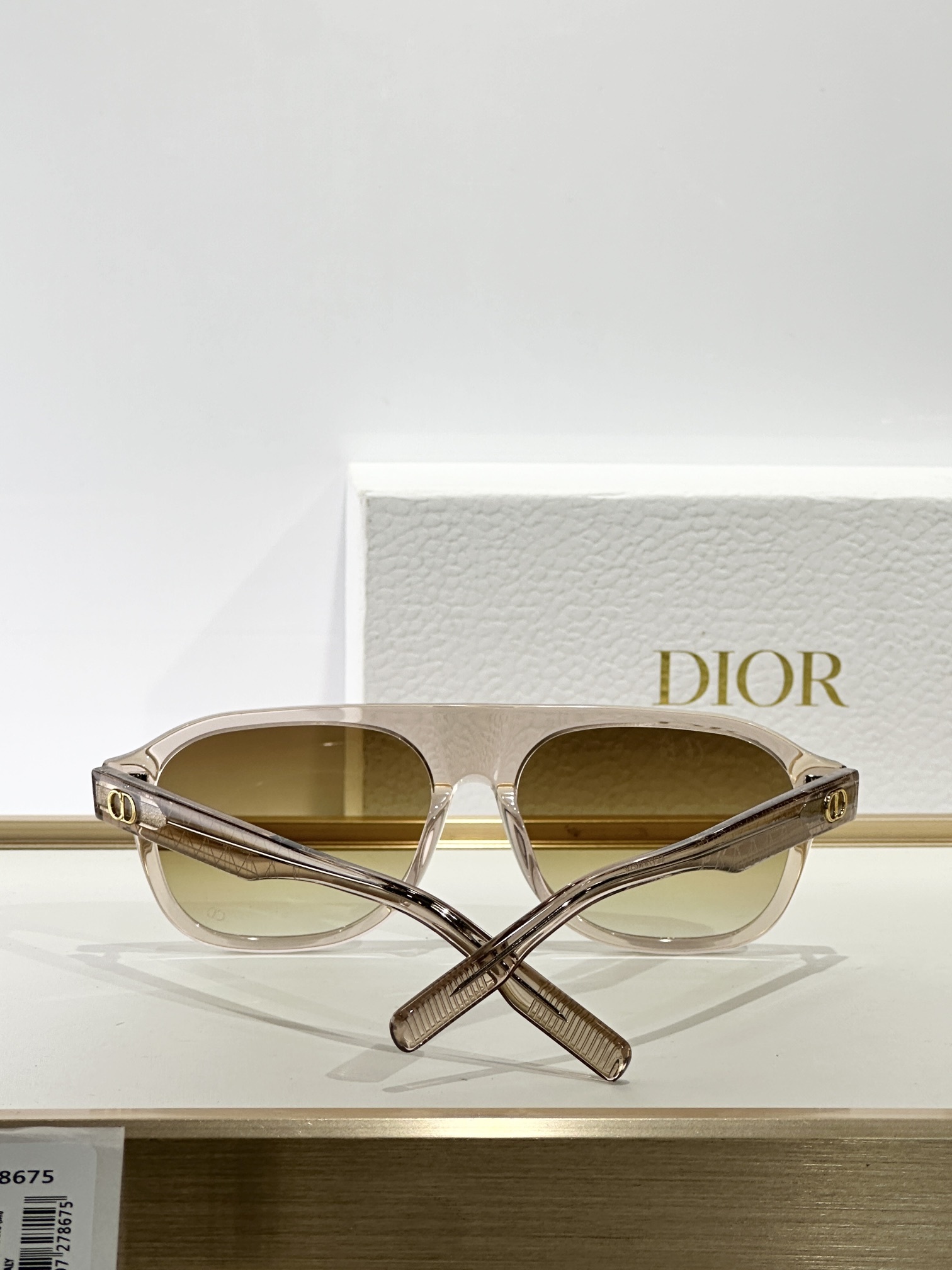 Dior CD Icon A1I Transparent Beige Pilot Sunglasses