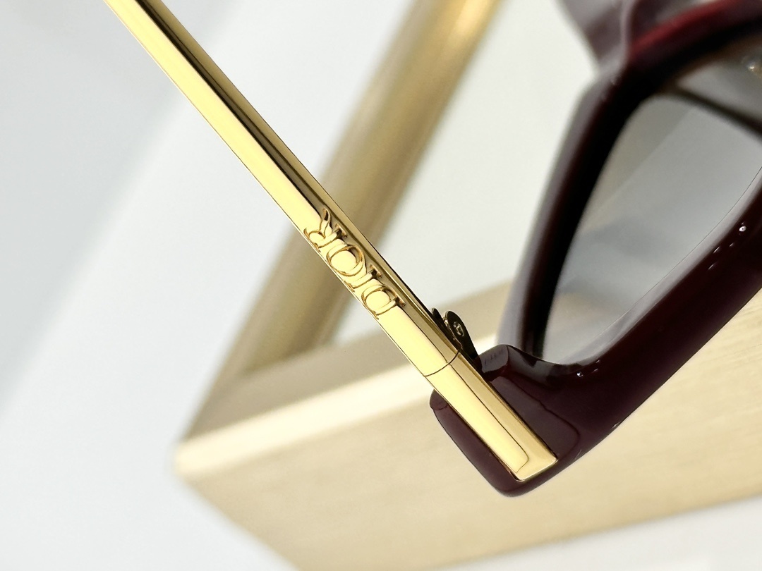 Dior Burgundy Cat-Eye Sunglasses with Gold Metal Temples