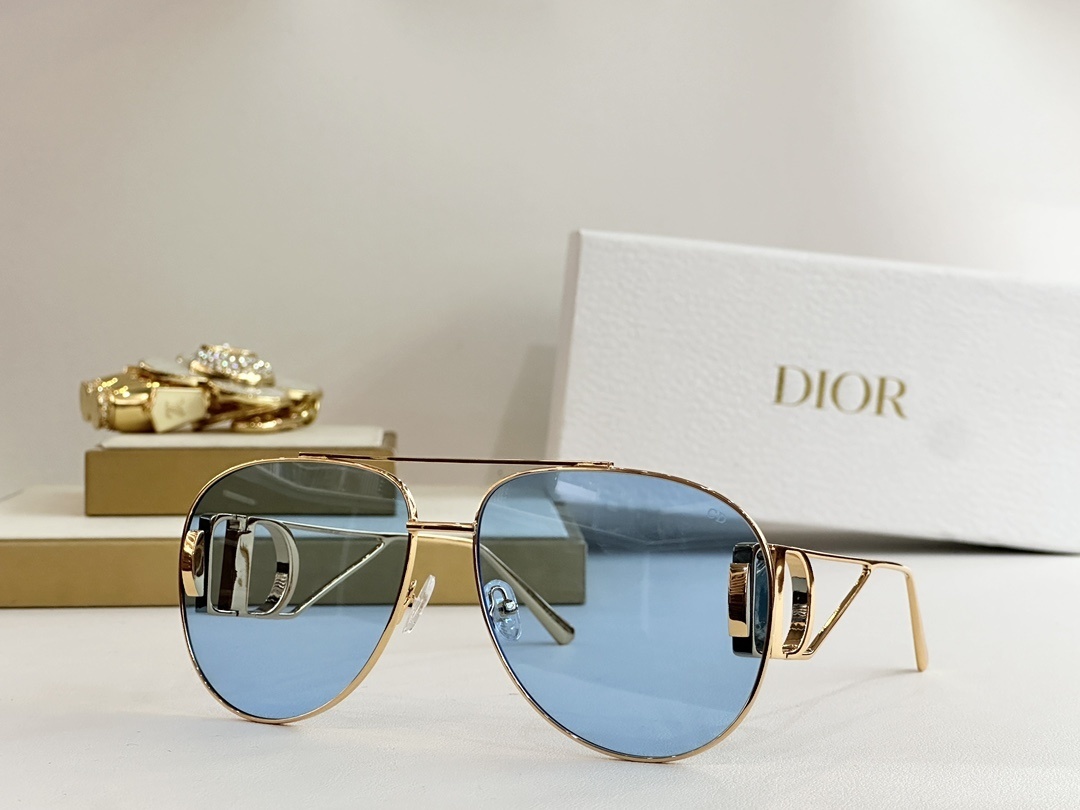 Dior Aviator Sunglasses Blue Lens – Gold Frame