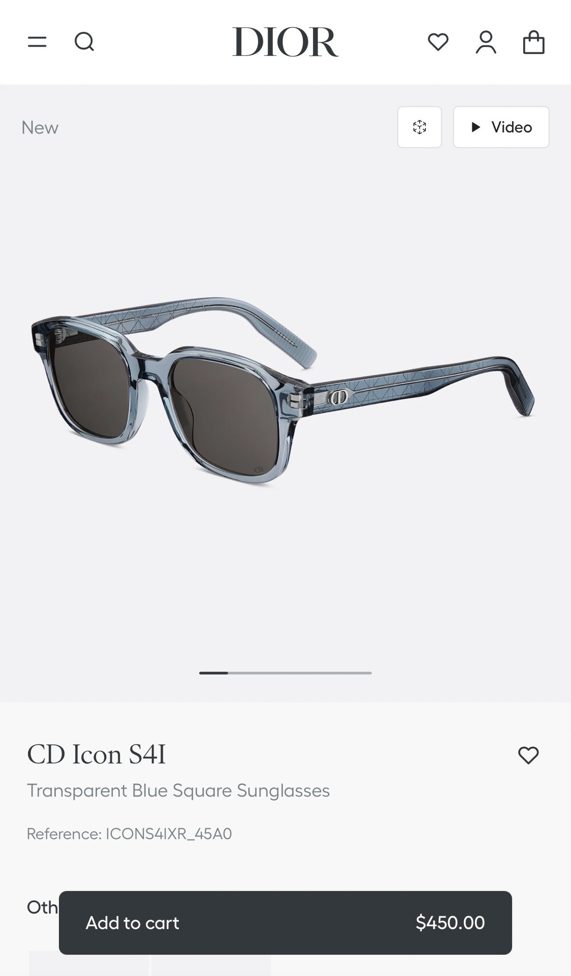 Dior Blue Square Sunglasses – Dior CD Icon S4I Transparent Blue Square