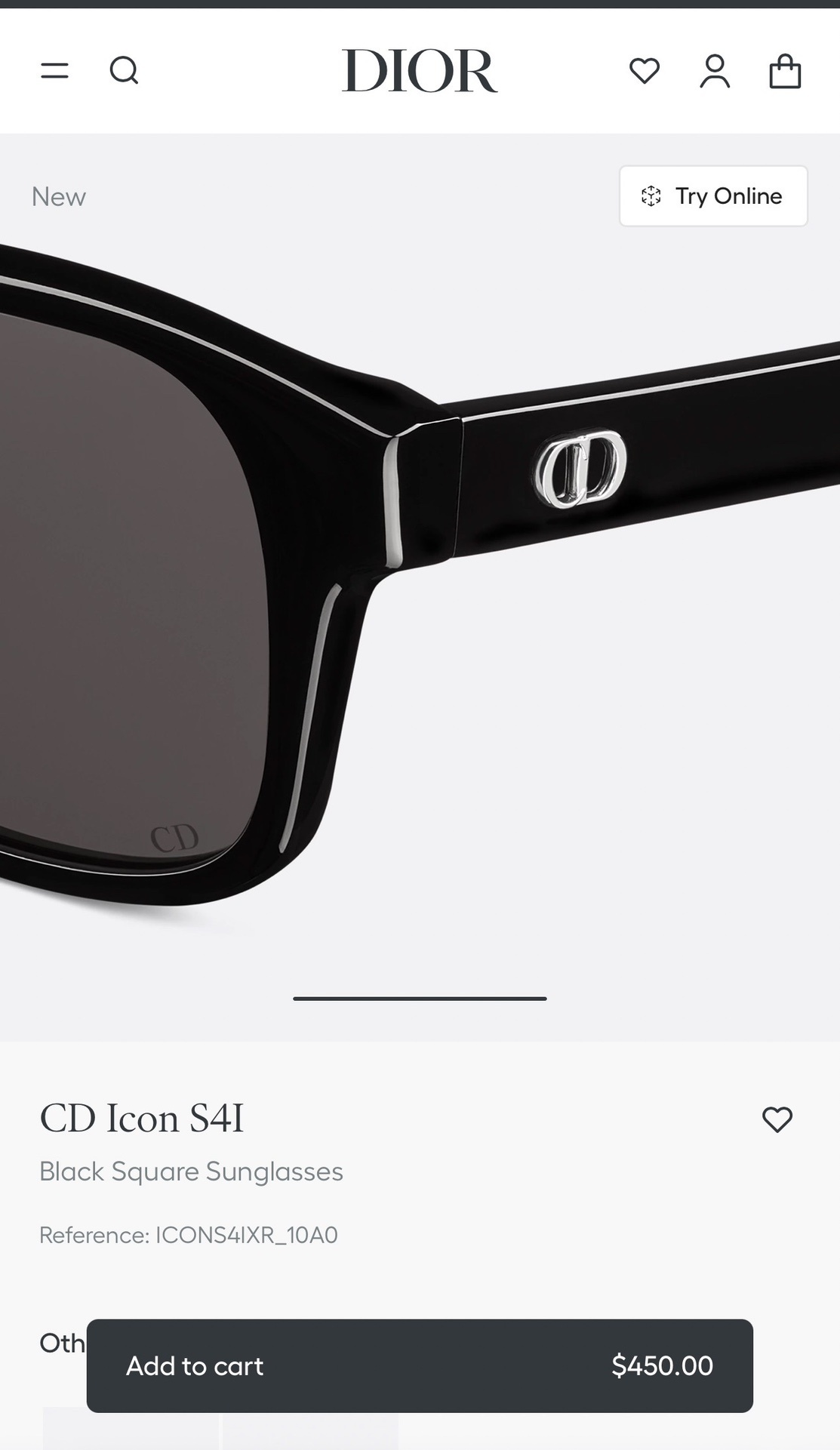 Dior CD Icon S4I Transparent Blue Square Sunglasses