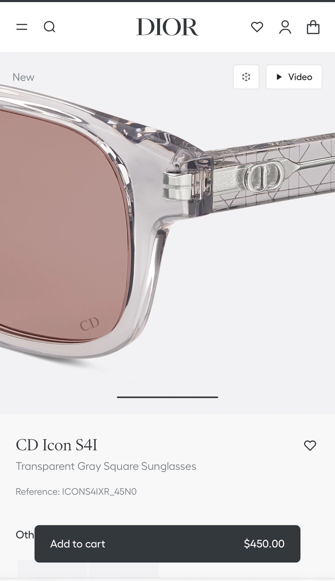 Dior CD Icon S4I Transparent Blue Square Sunglasses