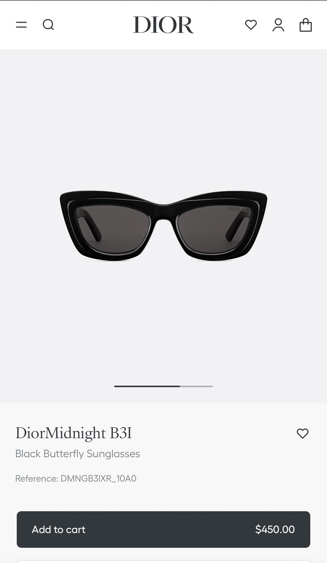 DiorMidnight B3I Black Sunglasses – Butterfly Frame