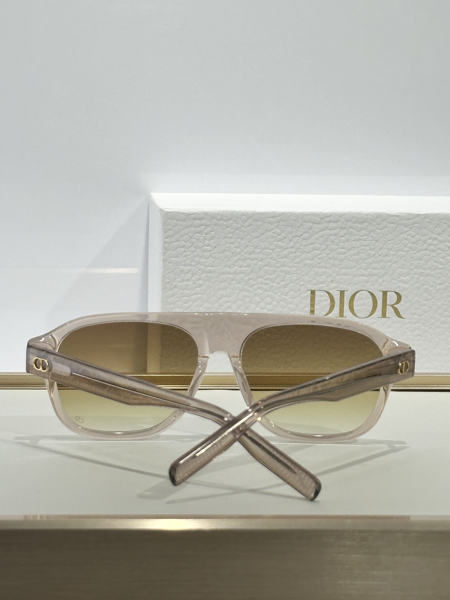 Dior CD Icon A1I Transparent Beige Pilot Sunglasses