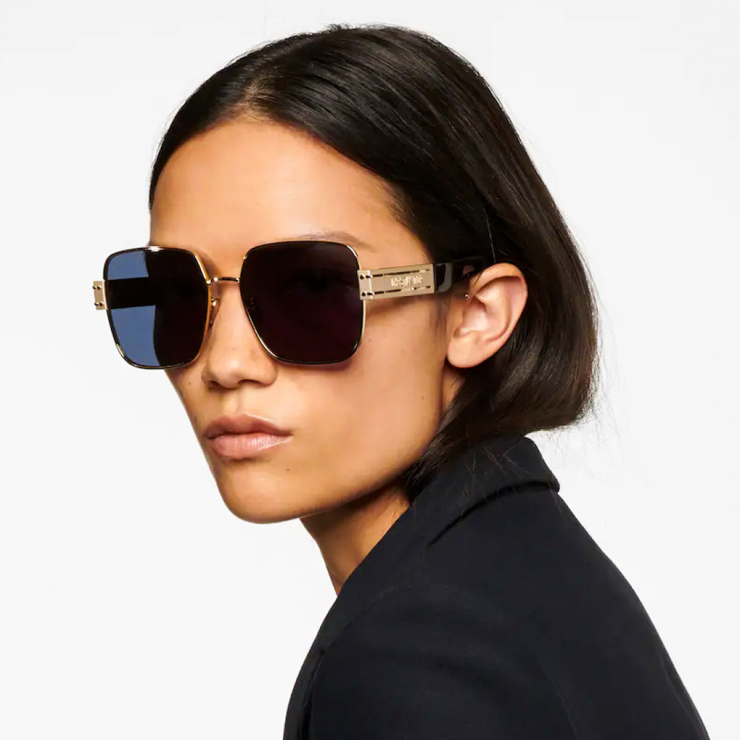 Balmain Gold Frame Square Sunglasses – Gradient Lens