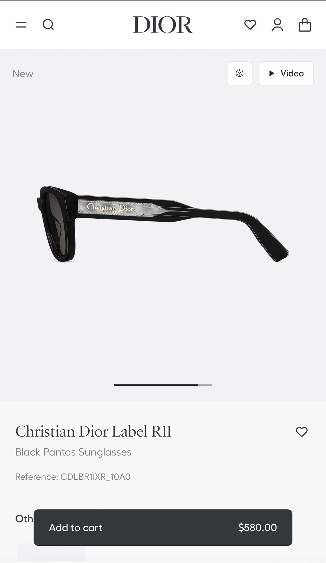 Christian Dior Label R1I Black Pantos Sunglasses