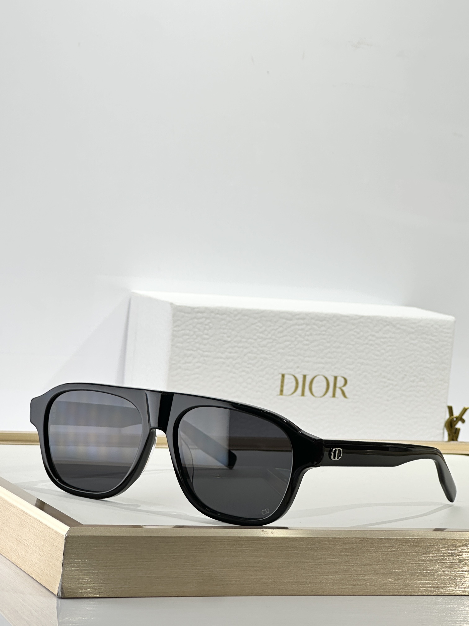 Dior Navigator Sunglasses with Gold CD Logo – Black Acetate