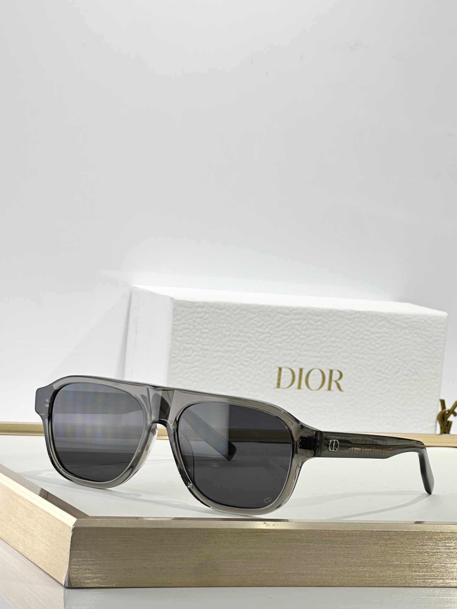 Dior Navigator Sunglasses with Gold CD Logo – Black Acetate