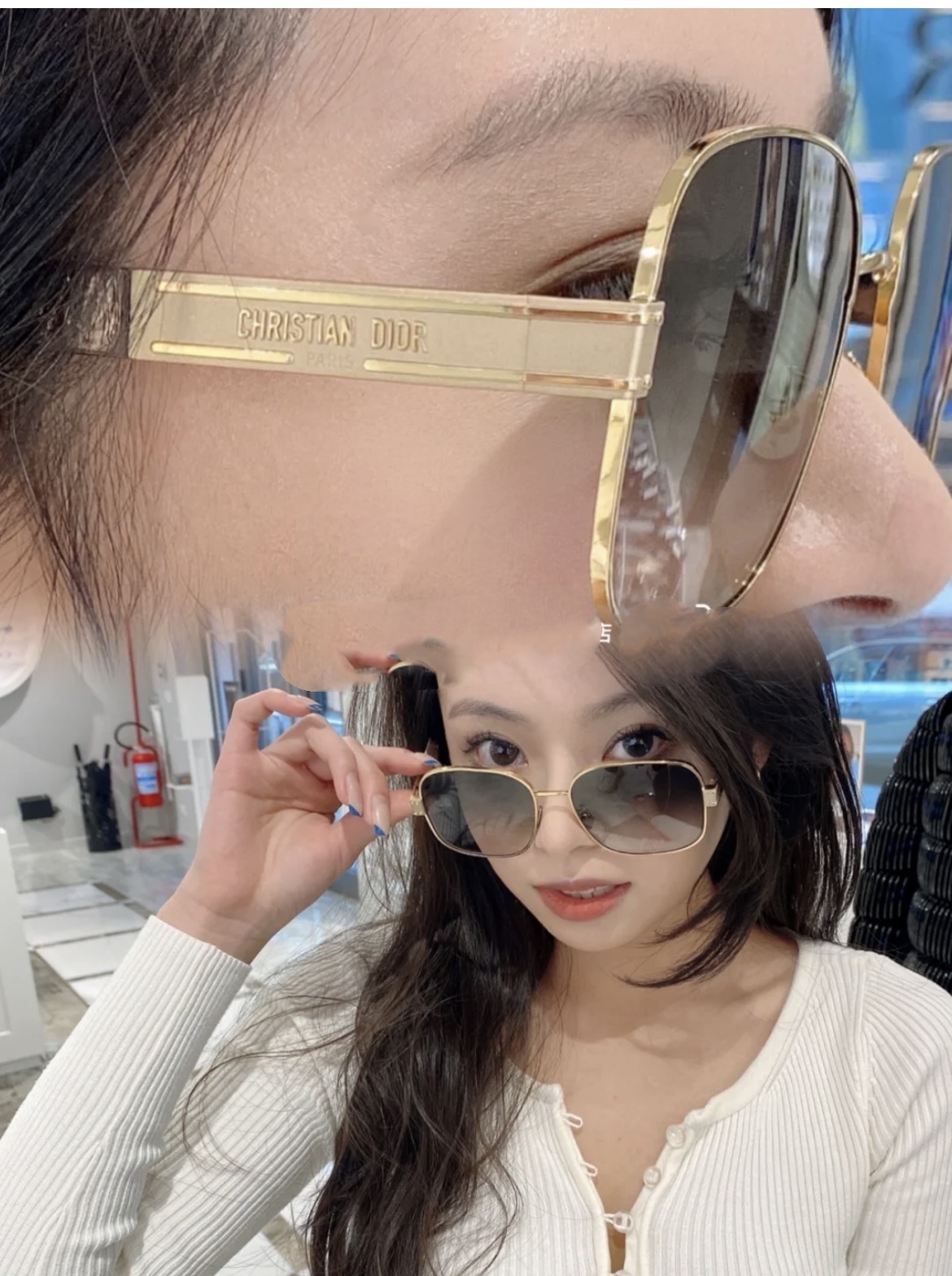 Christian Dior Square Sunglasses – Gold Frame Grey Gradient