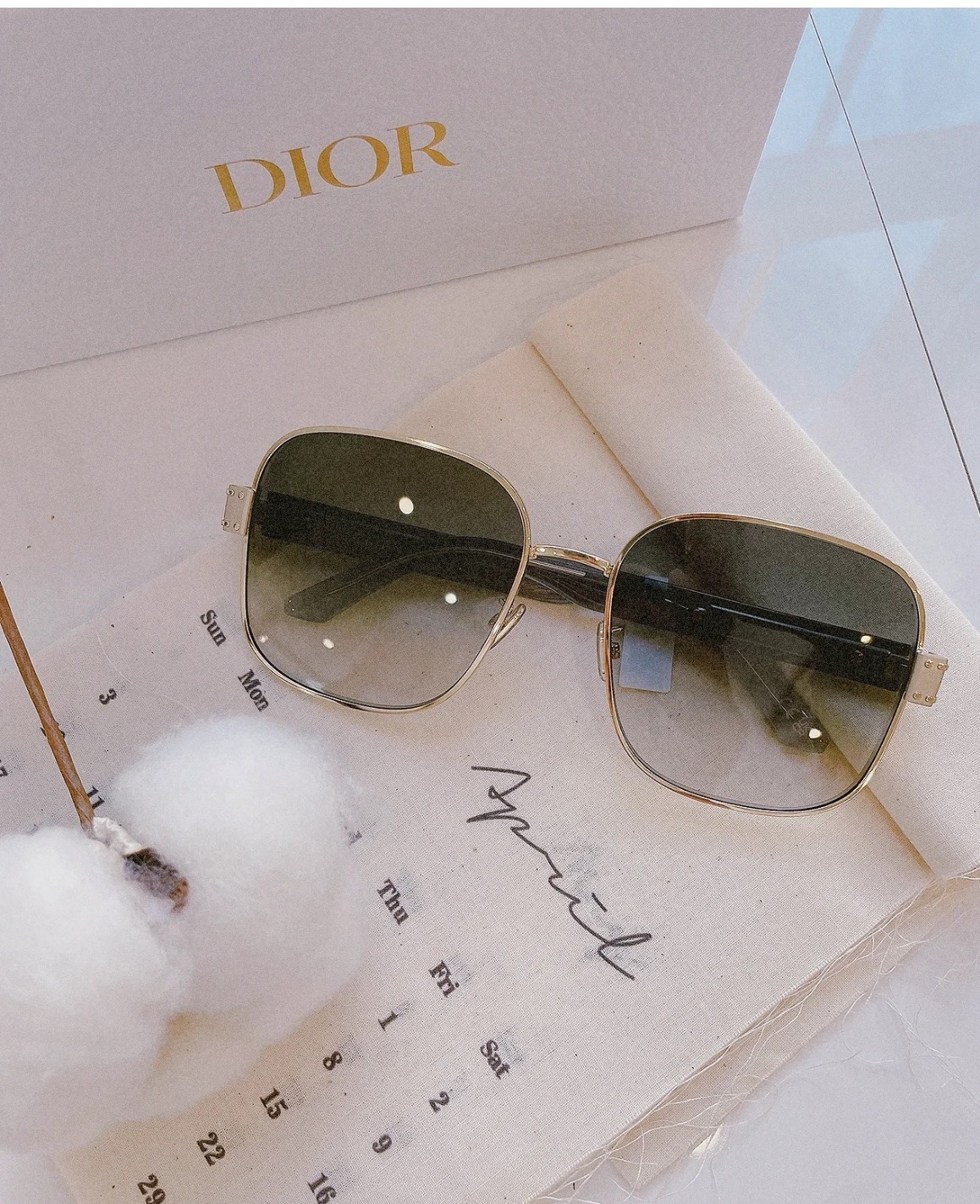 Christian Dior Square Sunglasses – Gold Frame Grey Gradient