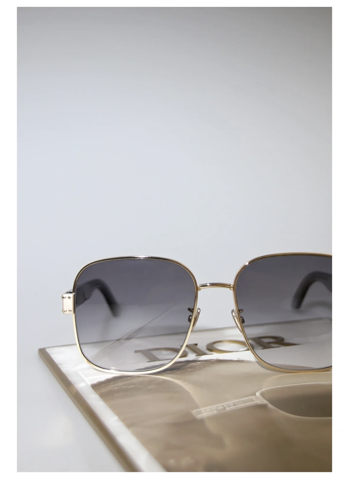 Christian Dior Square Sunglasses – Gold Frame Grey Gradient