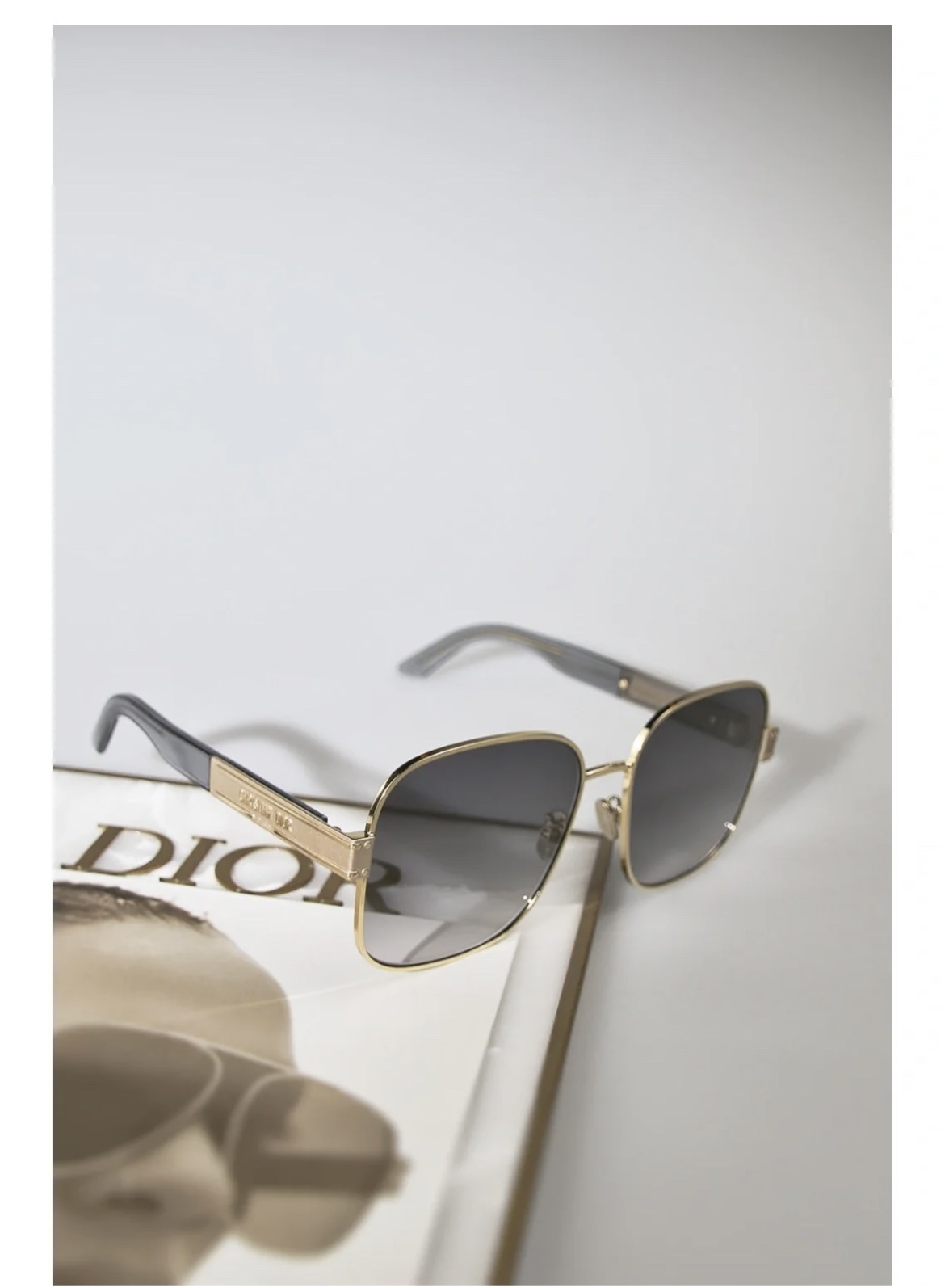 Christian Dior Square Sunglasses – Gold Frame Grey Gradient