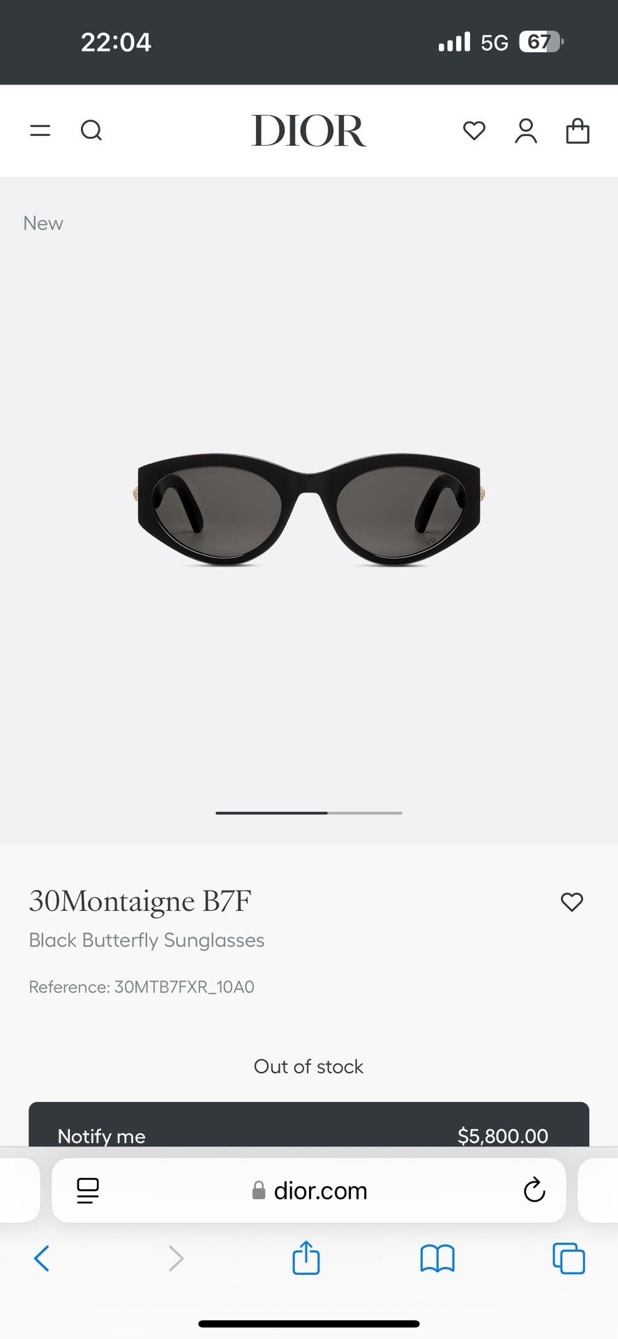 Dior 30Montaigne B7F Black Butterfly Sunglasses