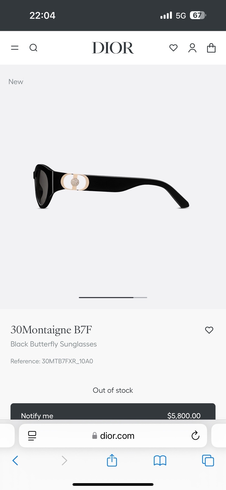 Dior 30Montaigne B7F Black Butterfly Sunglasses