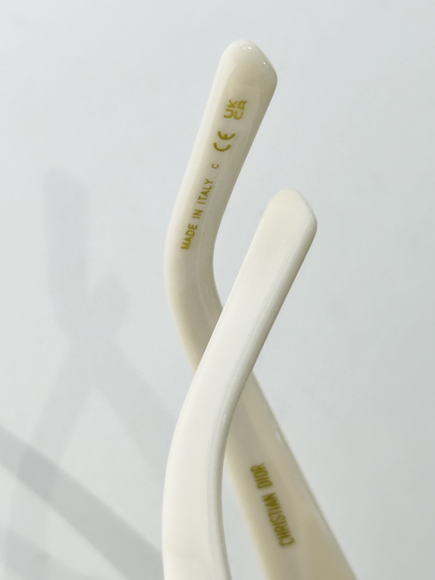 Christian Dior Ivory Cat-Eye Sunglasses with Gold Signature