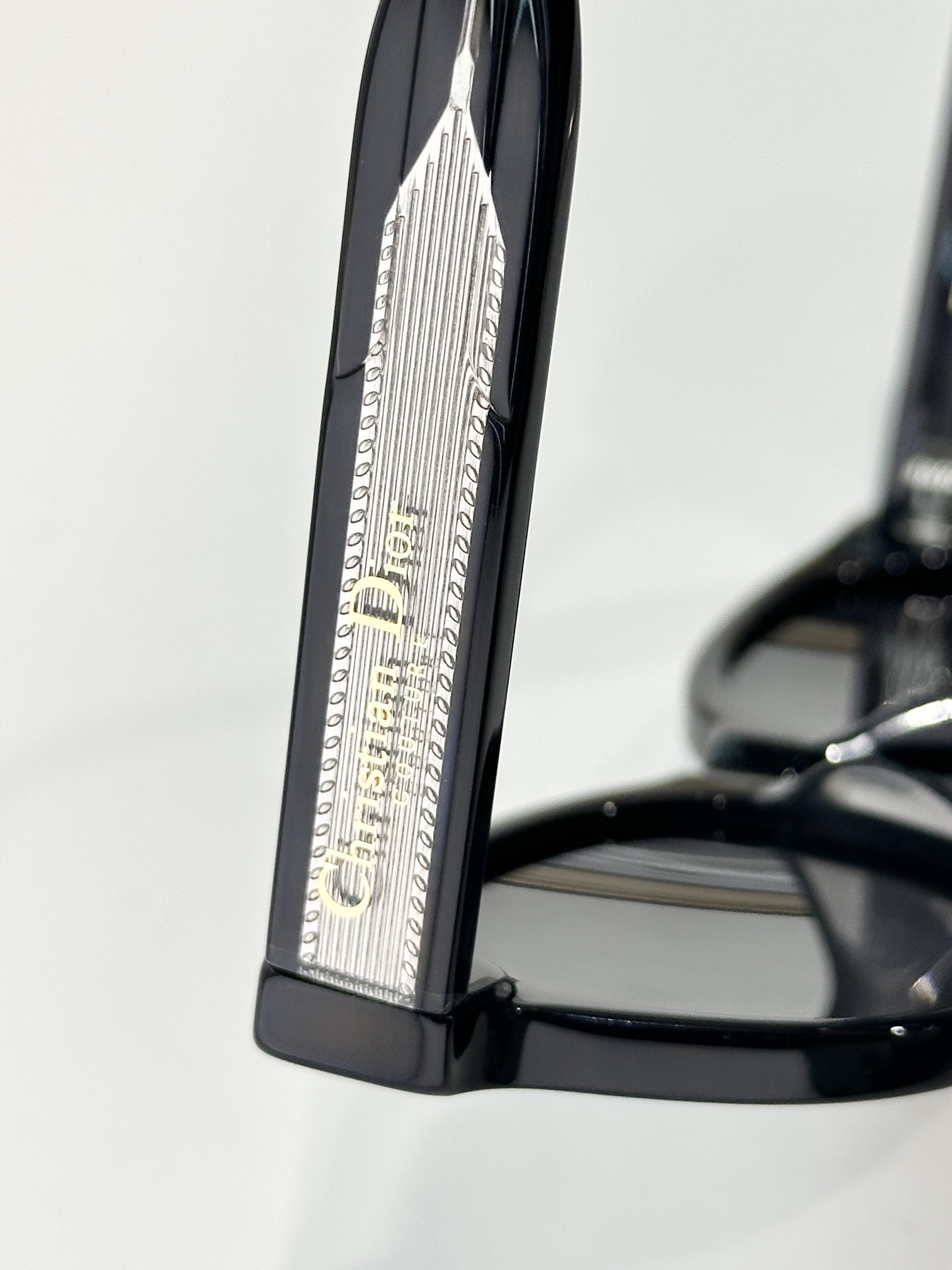 Dior Black Round Sunglasses with Logo Temple Detail