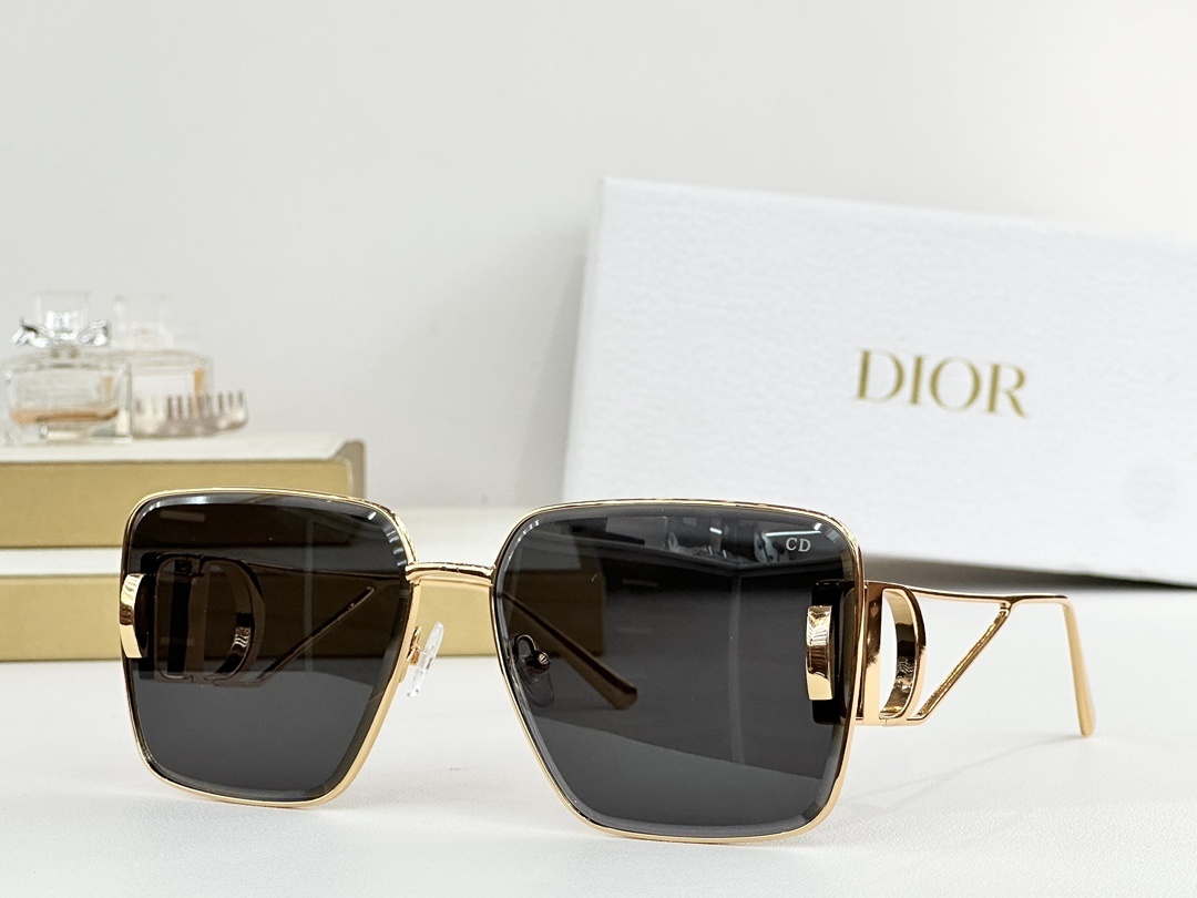 Dior Gold Square Sunglasses – Black Lens