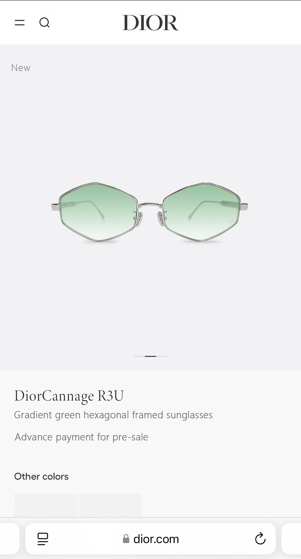 Dior Green Hexagonal Sunglasses – Dior Cannage R3U Green Hexagonal