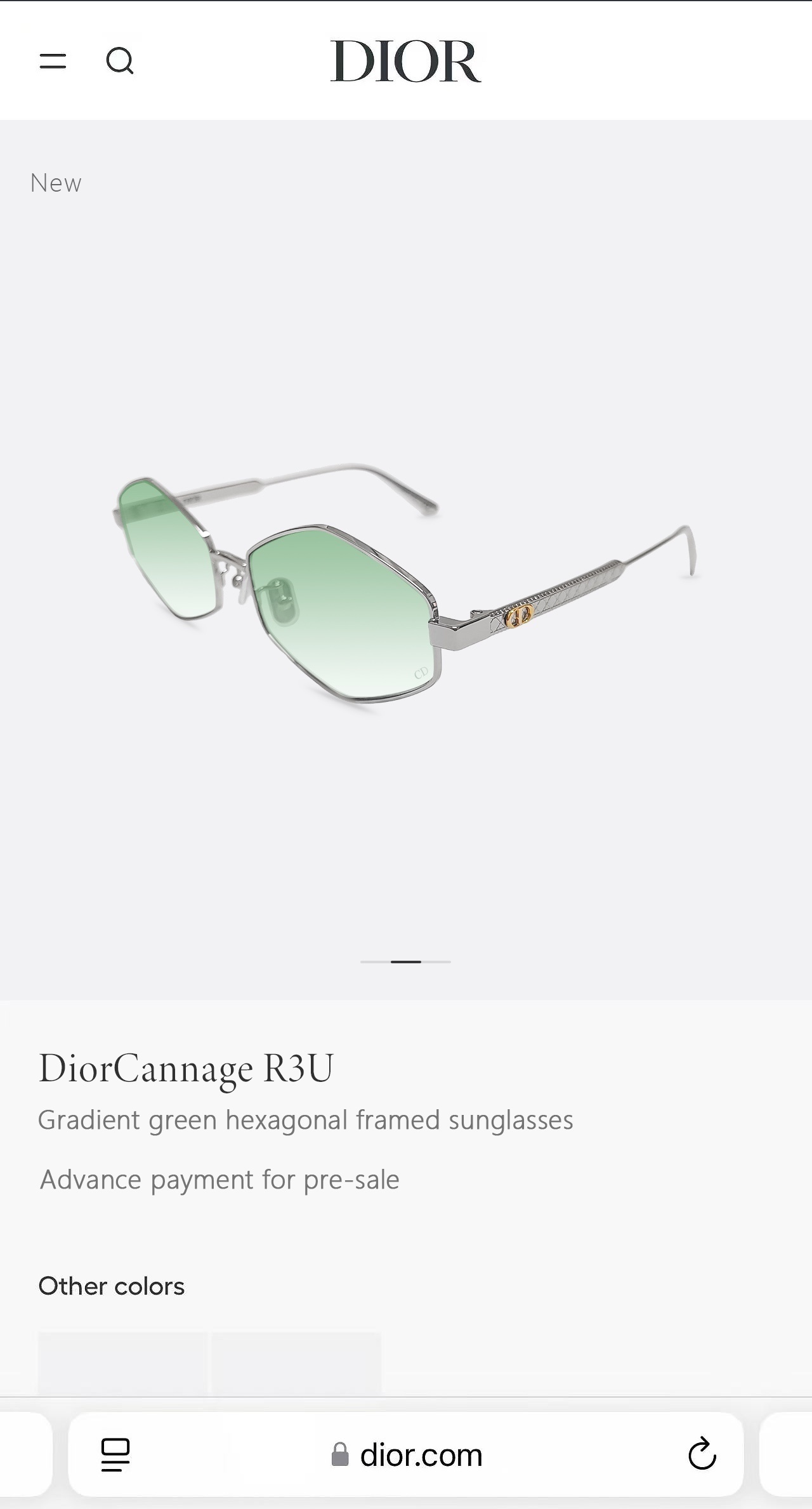 Dior DiorCannage R3U Hexagonal Gradient Green Sunglasses
