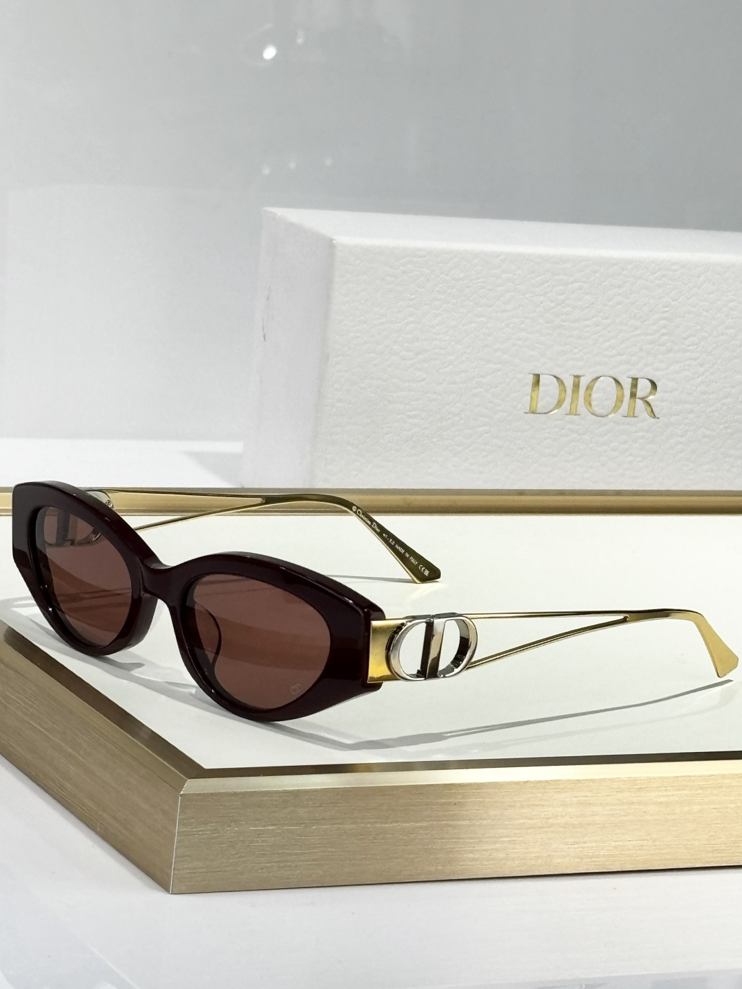 Dior Burgundy Acetate Sunglasses – Gold Trim