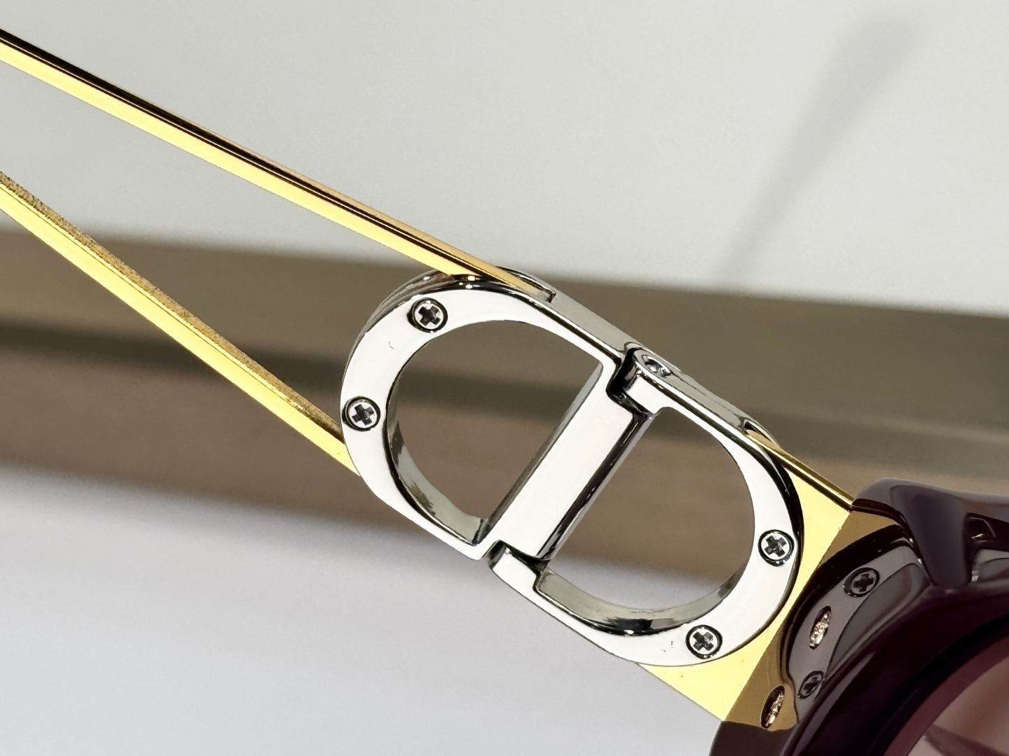 Dior Burgundy Cat-Eye Sunglasses with Gold CD Logo