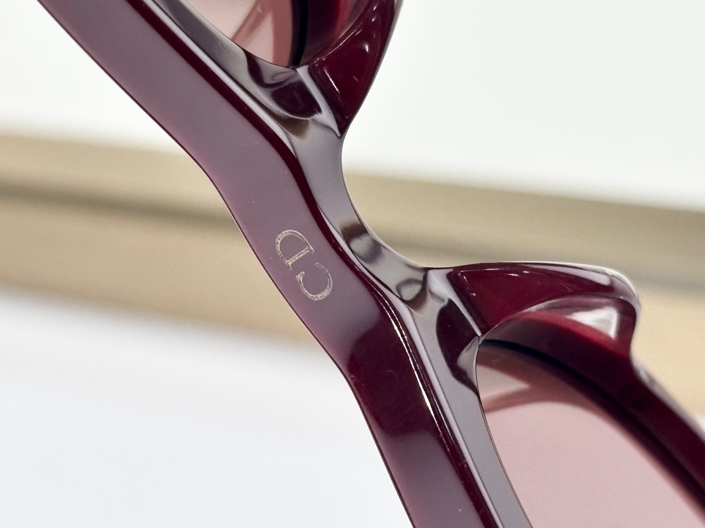 Dior Burgundy Cat-Eye Sunglasses with Gold CD Logo