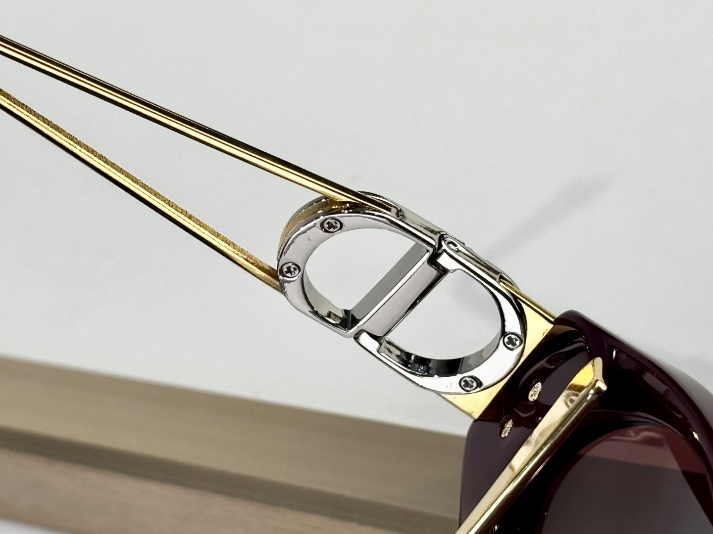 Dior Burgundy Cat-Eye Sunglasses with Gold CD Logo