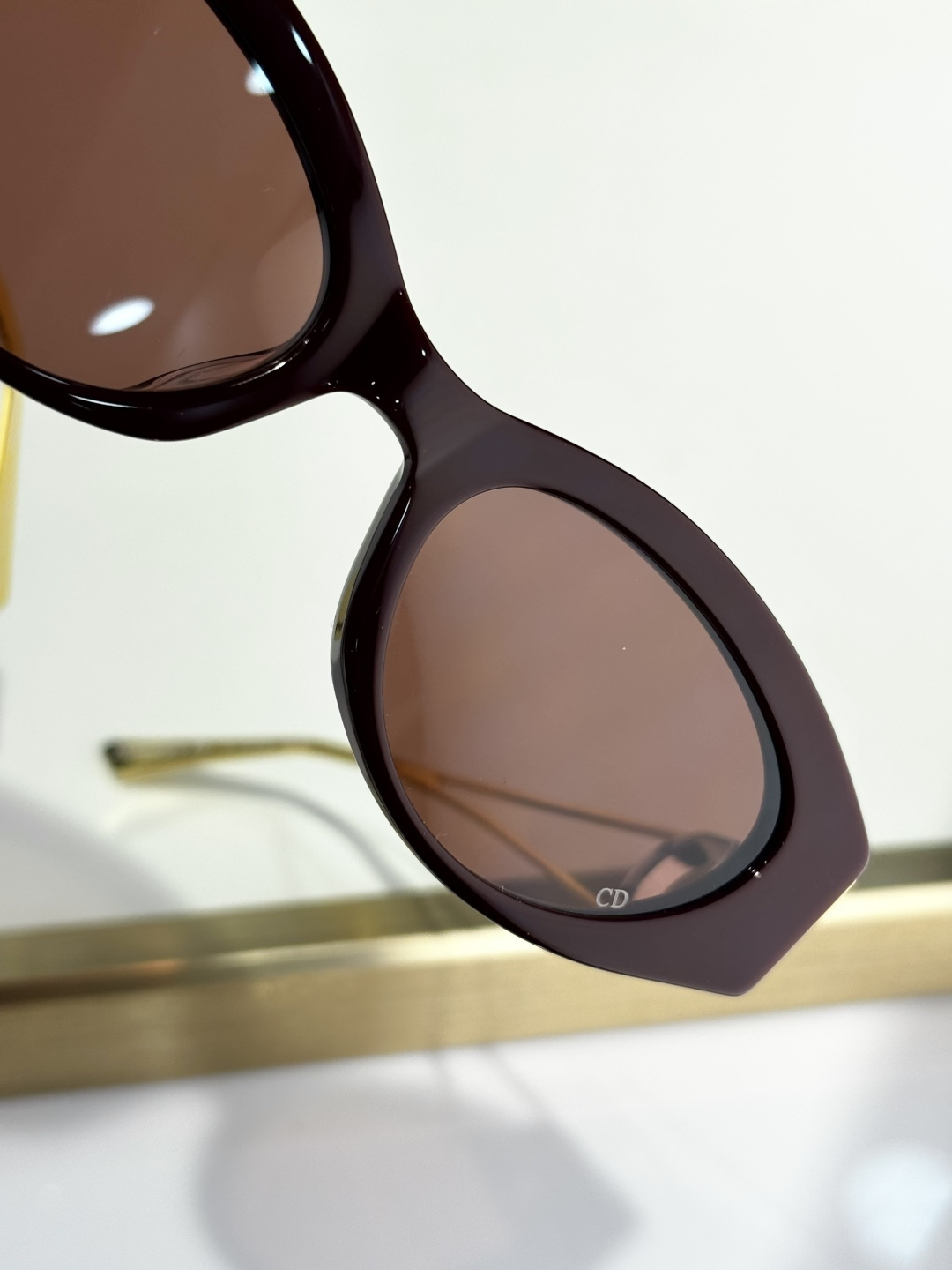 Dior Burgundy Cat-Eye Sunglasses with Gold CD Logo