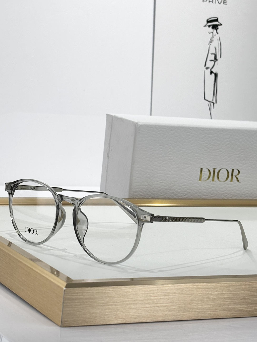 transparent Dior Gray Round Eyeglasses – Dior Transparent Gray Round