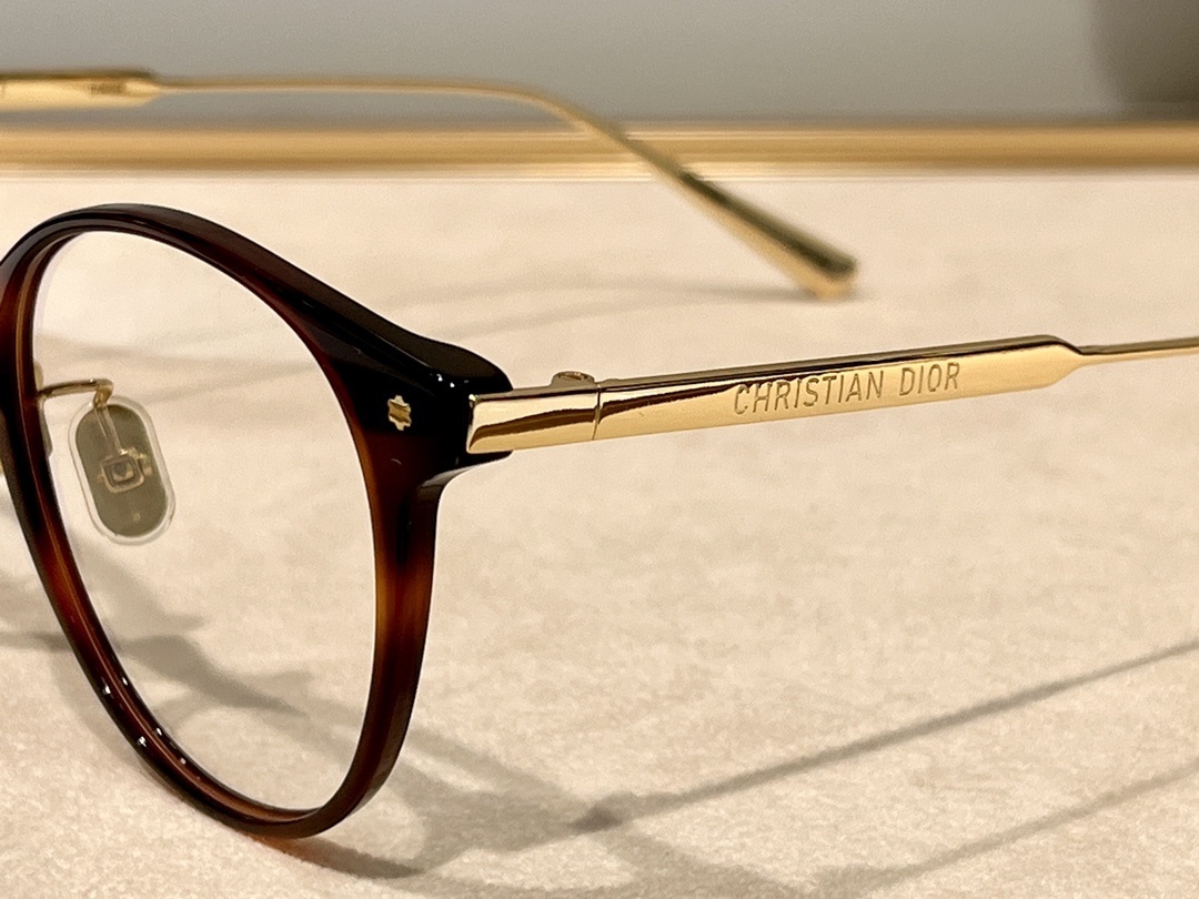 Dior Tortoise Shell Round Optical Glasses with Gold Temples