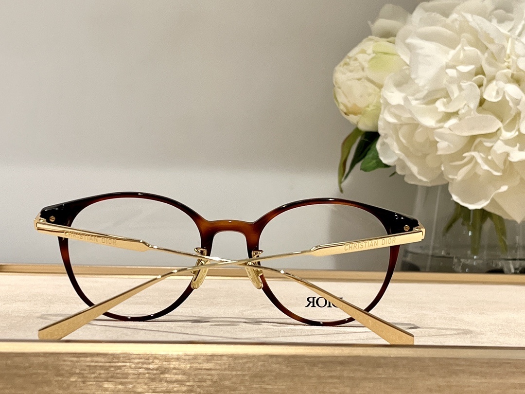 Dior Tortoise Shell Round Optical Glasses with Gold Temples