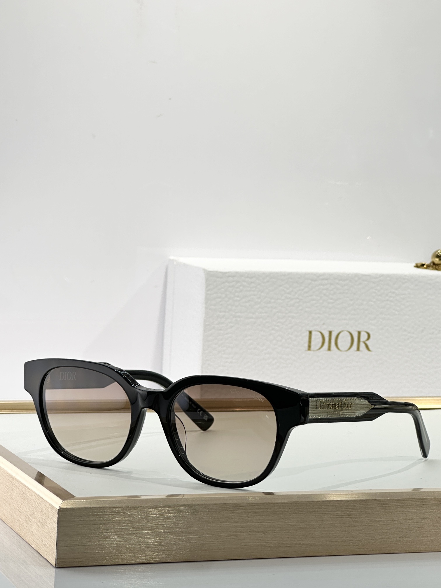 Christian Dior Label R1F Round Sunglasses – Black & Gold
