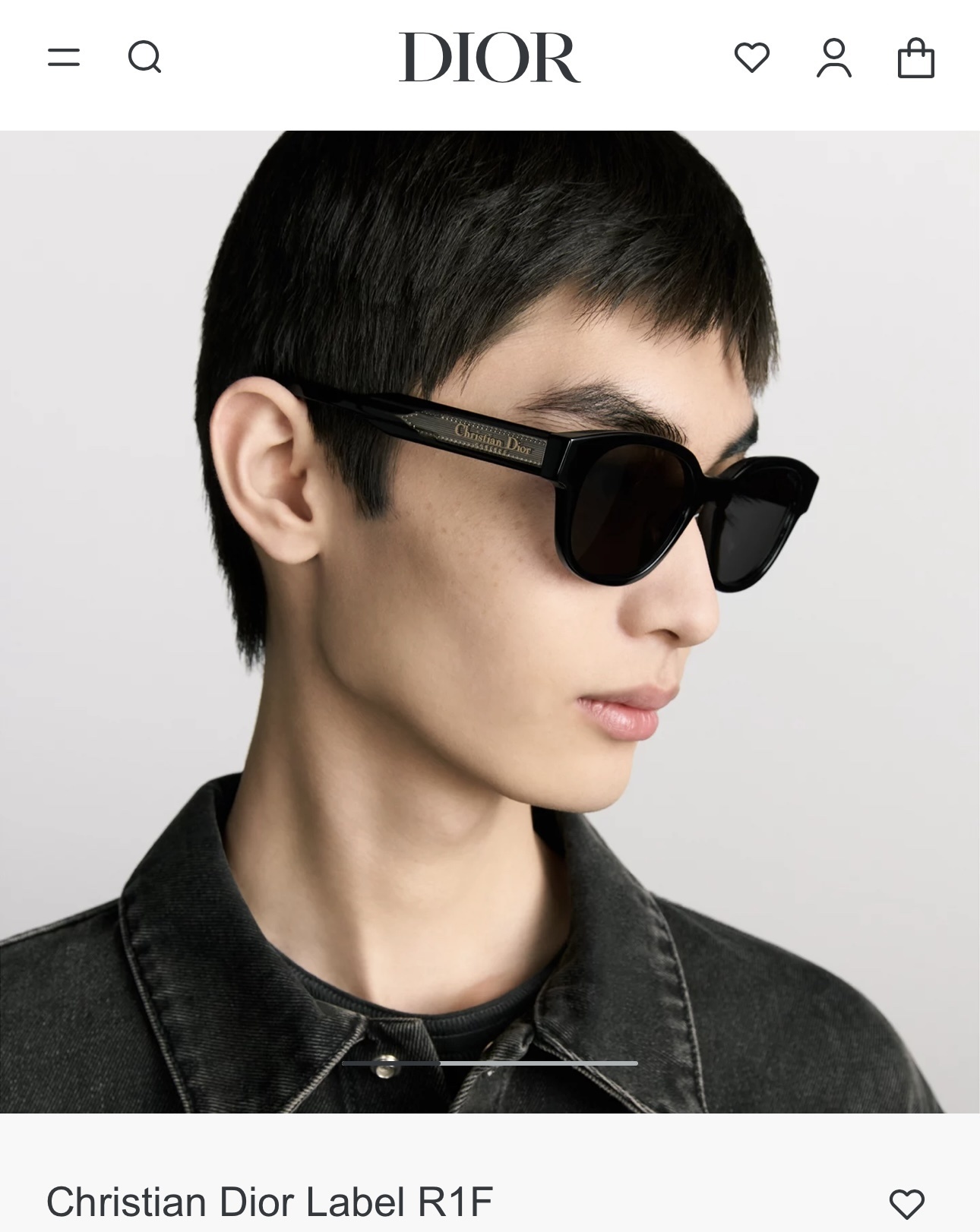 Christian Dior Label R1F Round Sunglasses in Black Acetate