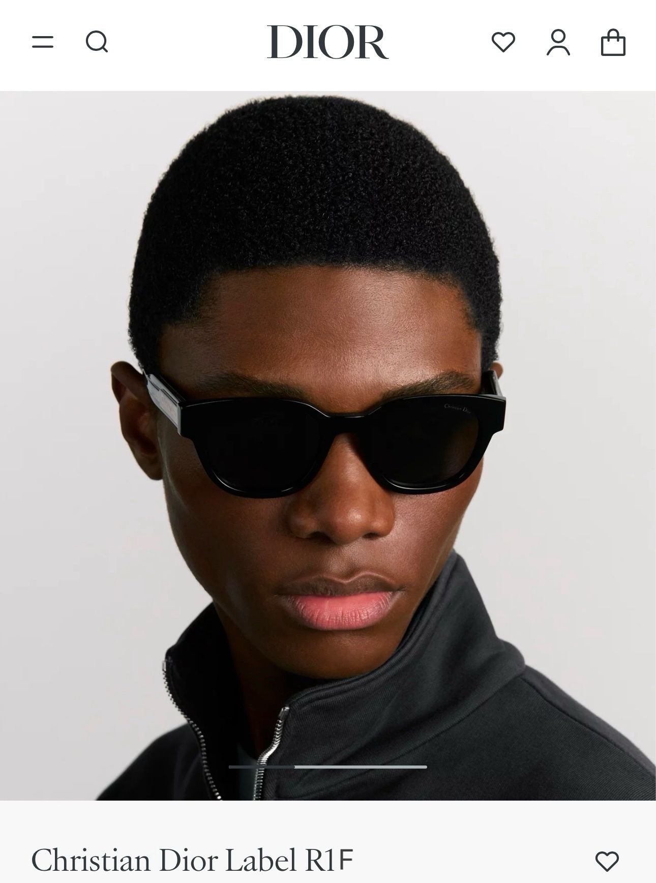 Christian Dior Label R1F Round Sunglasses in Black Acetate