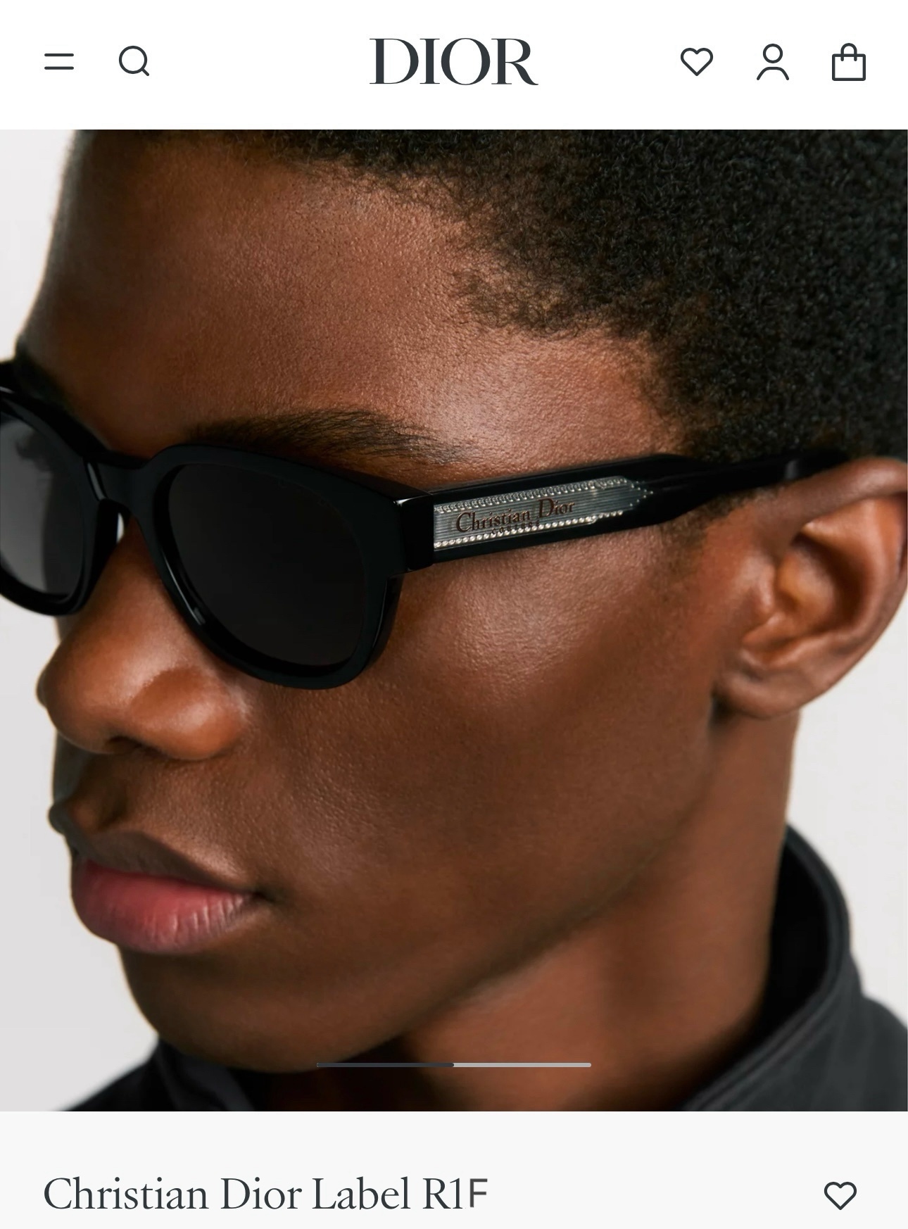 Christian Dior Label R1F Round Sunglasses in Black Acetate