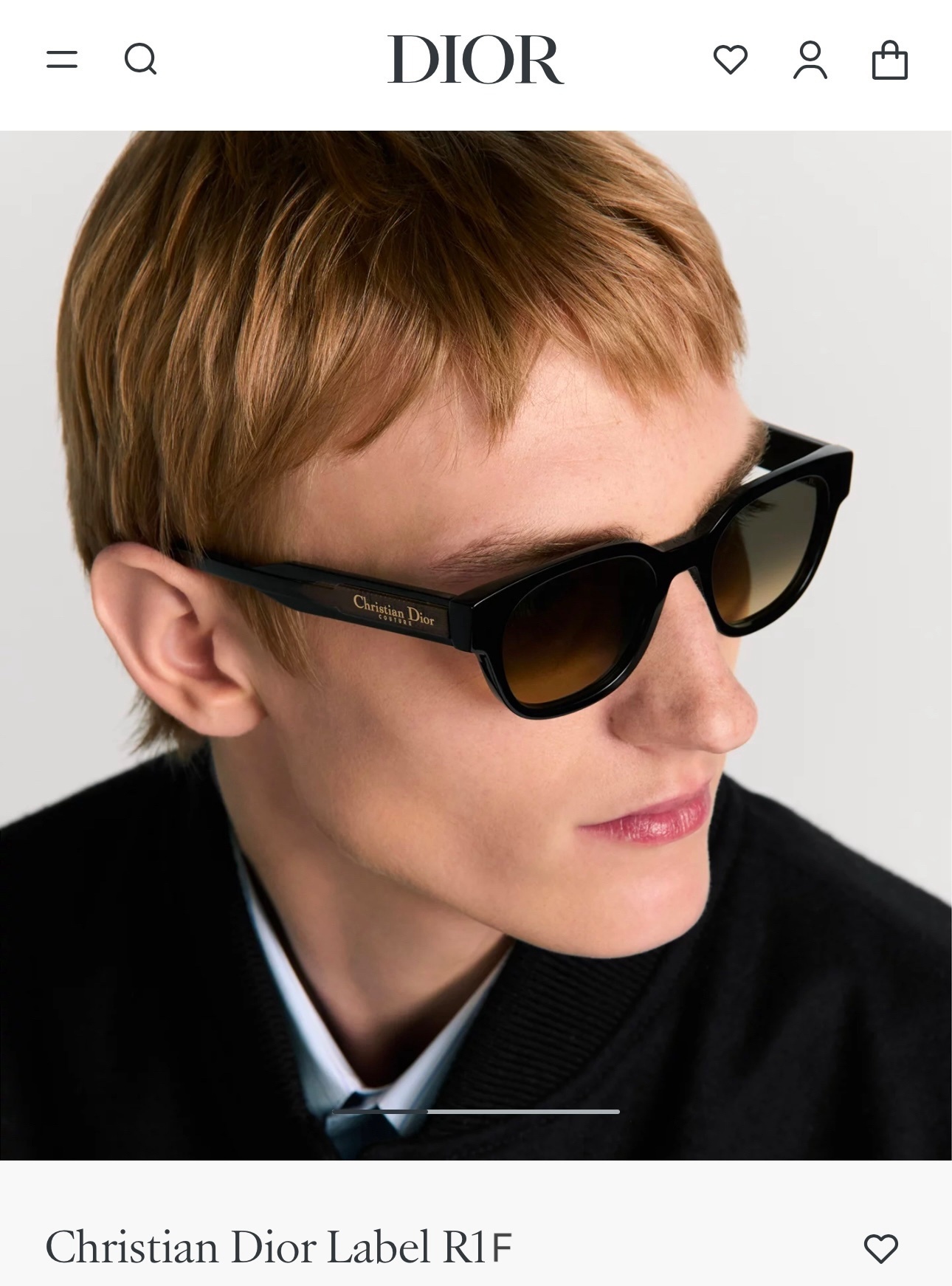 Christian Dior Label R1F Black Sunglasses with Gradient Lenses