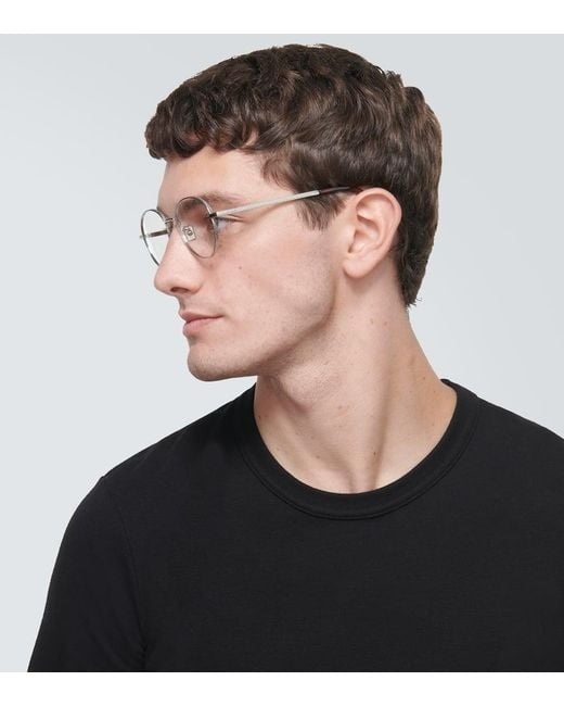 Vintage Round Silver Metal Eyeglasses with Textured Temples