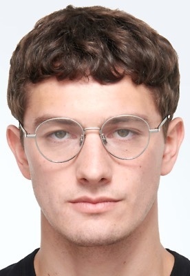 Vintage Round Silver Metal Eyeglasses with Textured Temples