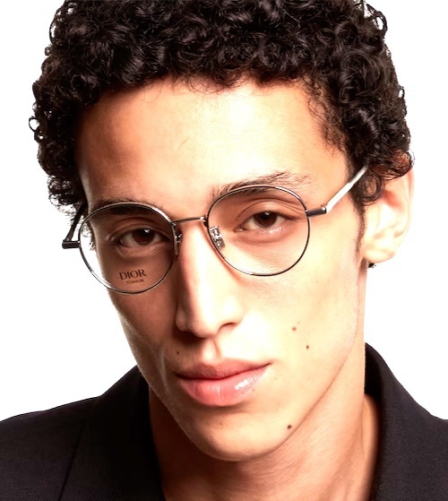 Vintage Round Silver Metal Eyeglasses with Textured Temples