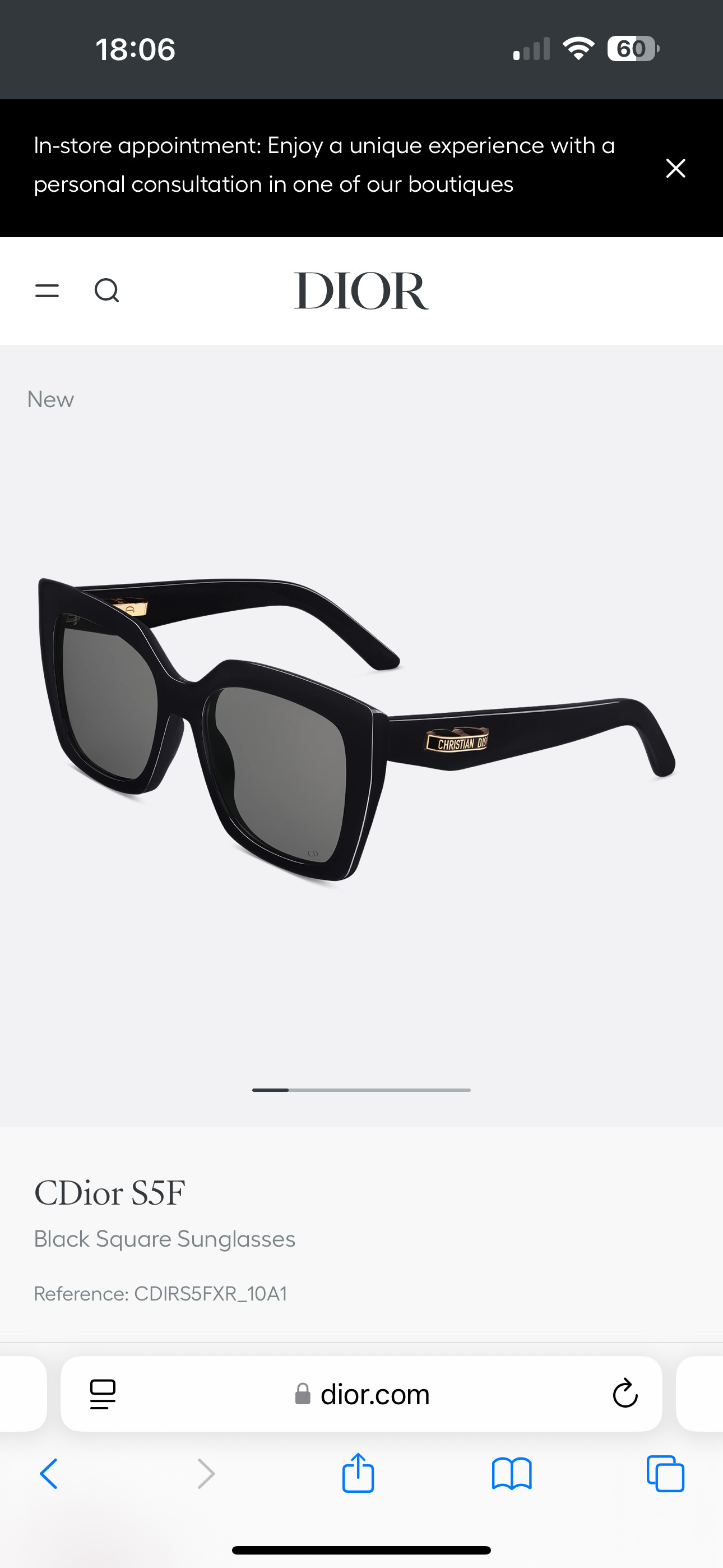 Dior CDior S5F Black Square Sunglasses – Designer Eyewear